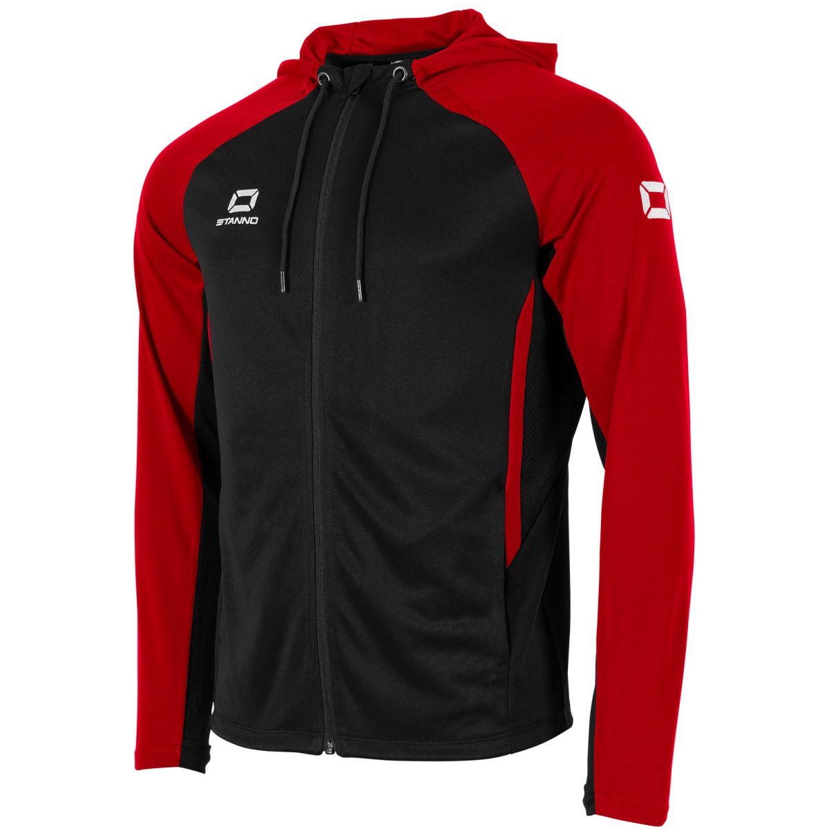 Stadio Hooded Full Zip Top, Schwarz - Rot