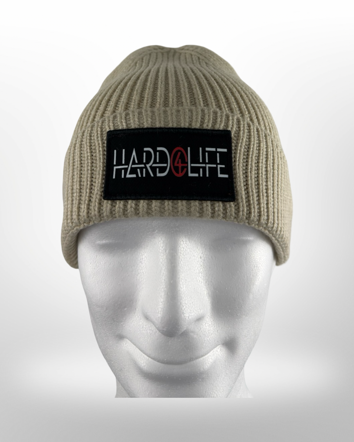 Oatmeal Beanie mit schwarzem Hard4Life-Patch
